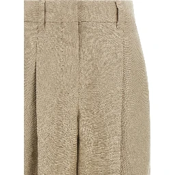 Beige Linen Casual Pants