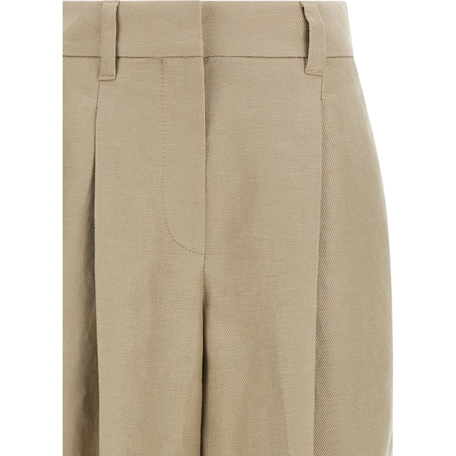 Beige Linen Casual Pants