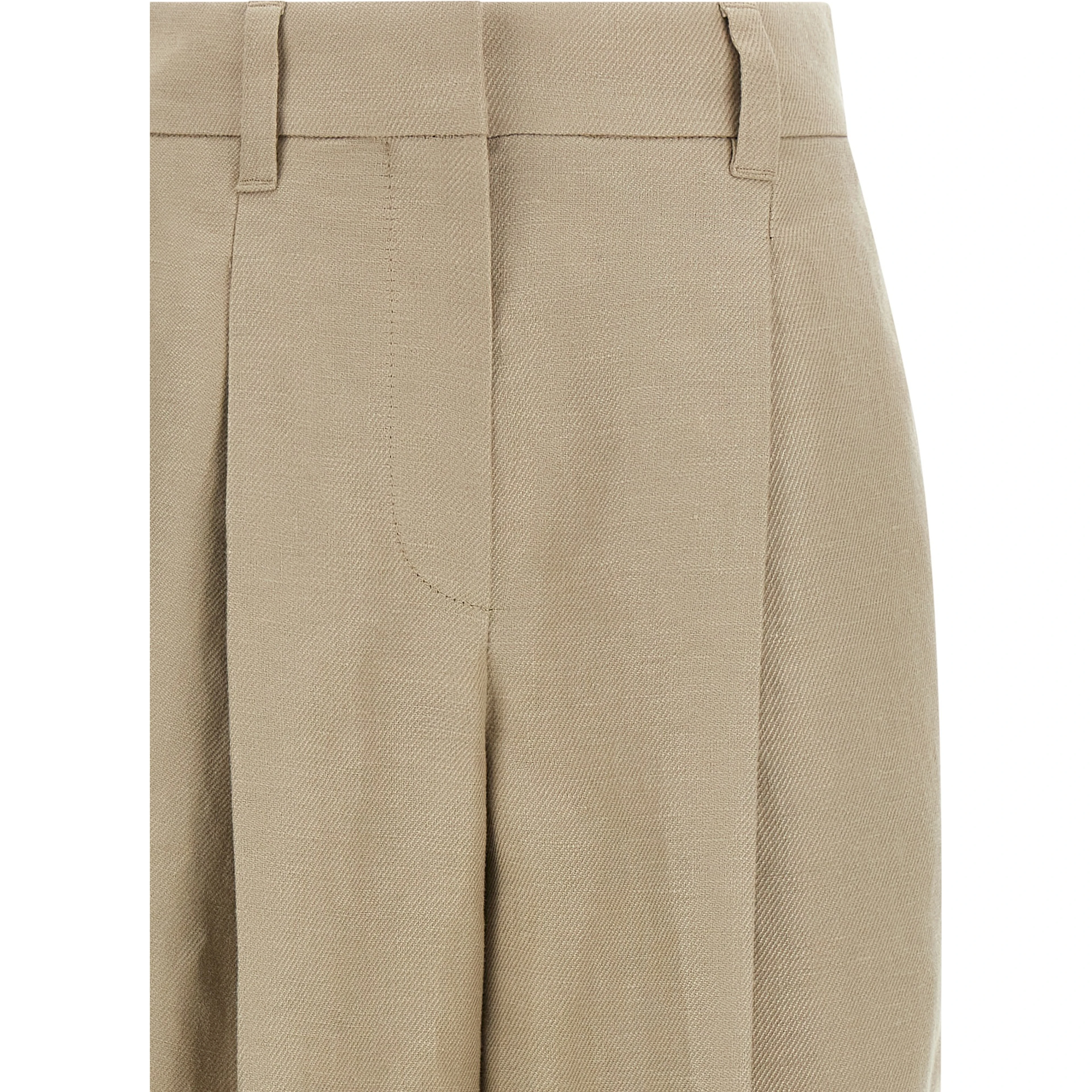 Beige Linen Casual Pants