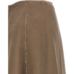Beige Silk Midi Skirt