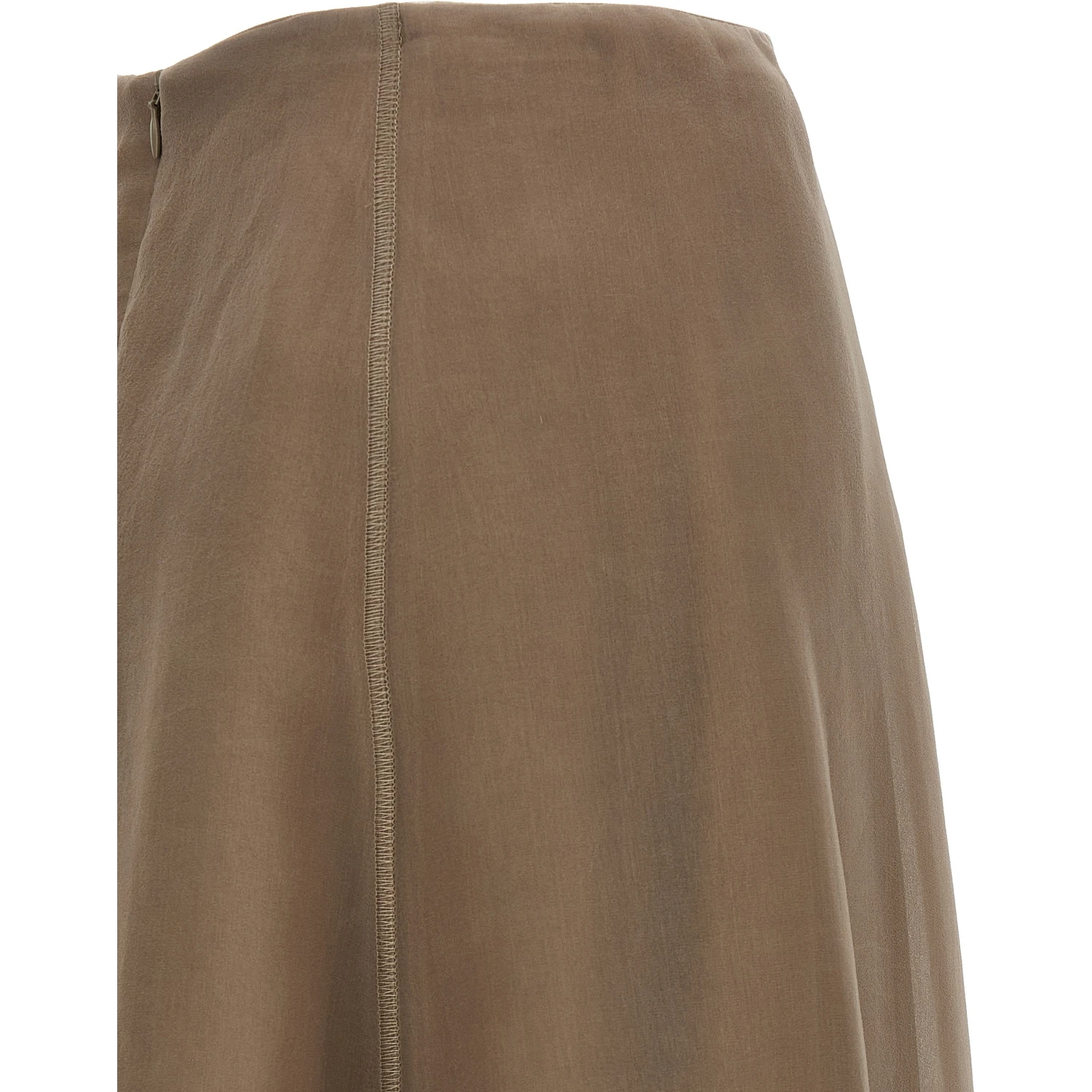 Beige Silk Midi Skirt