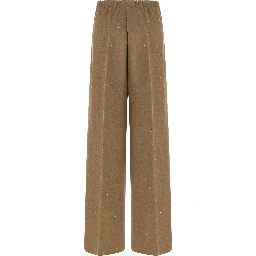 Brown Viscose Casual Pants