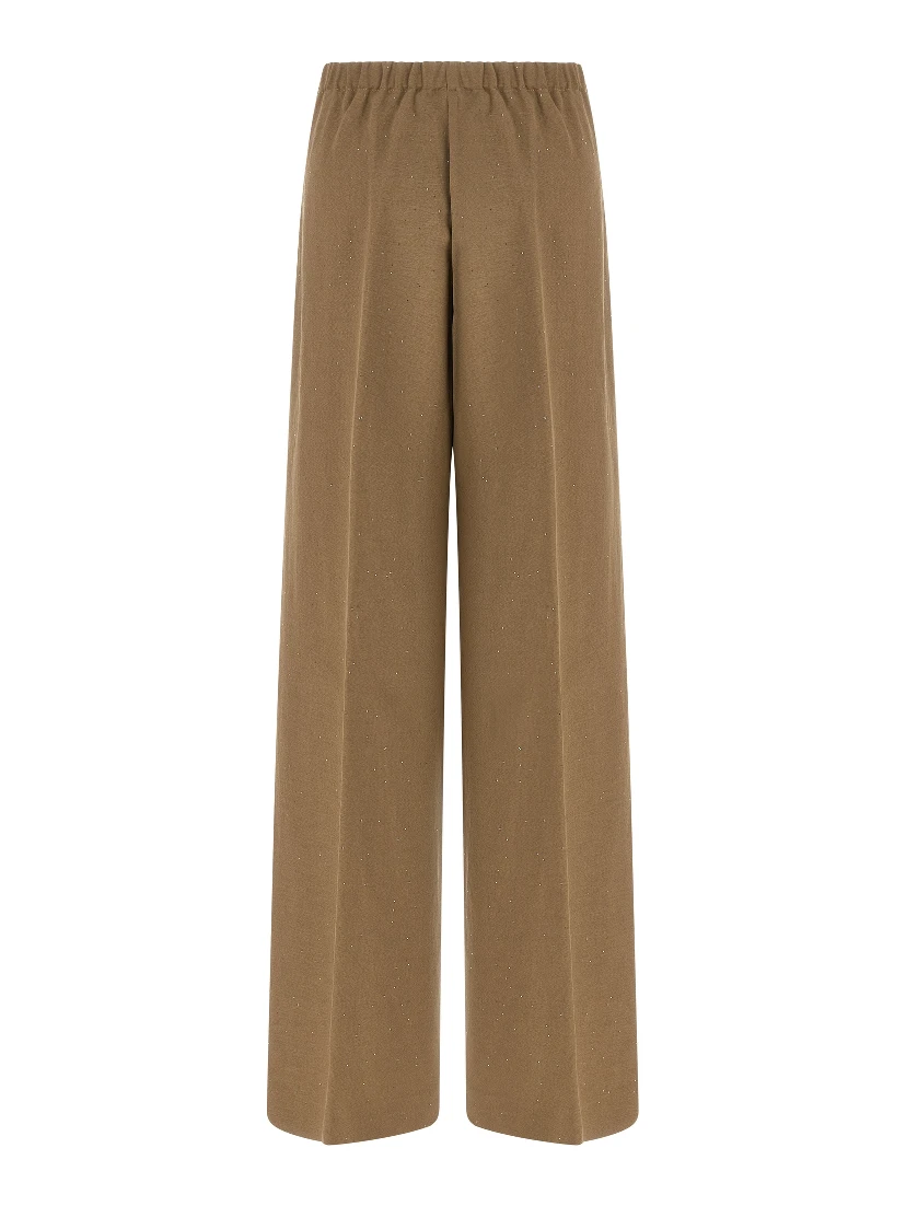 Brown Viscose Casual Pants