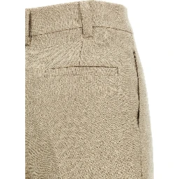 Beige Linen Casual Pants