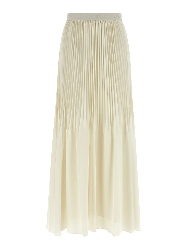 White Polyester Mini Skirt