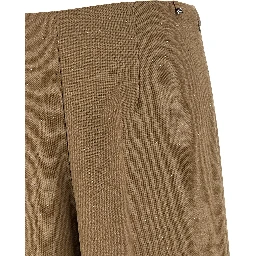 Brown Viscose Casual Pants