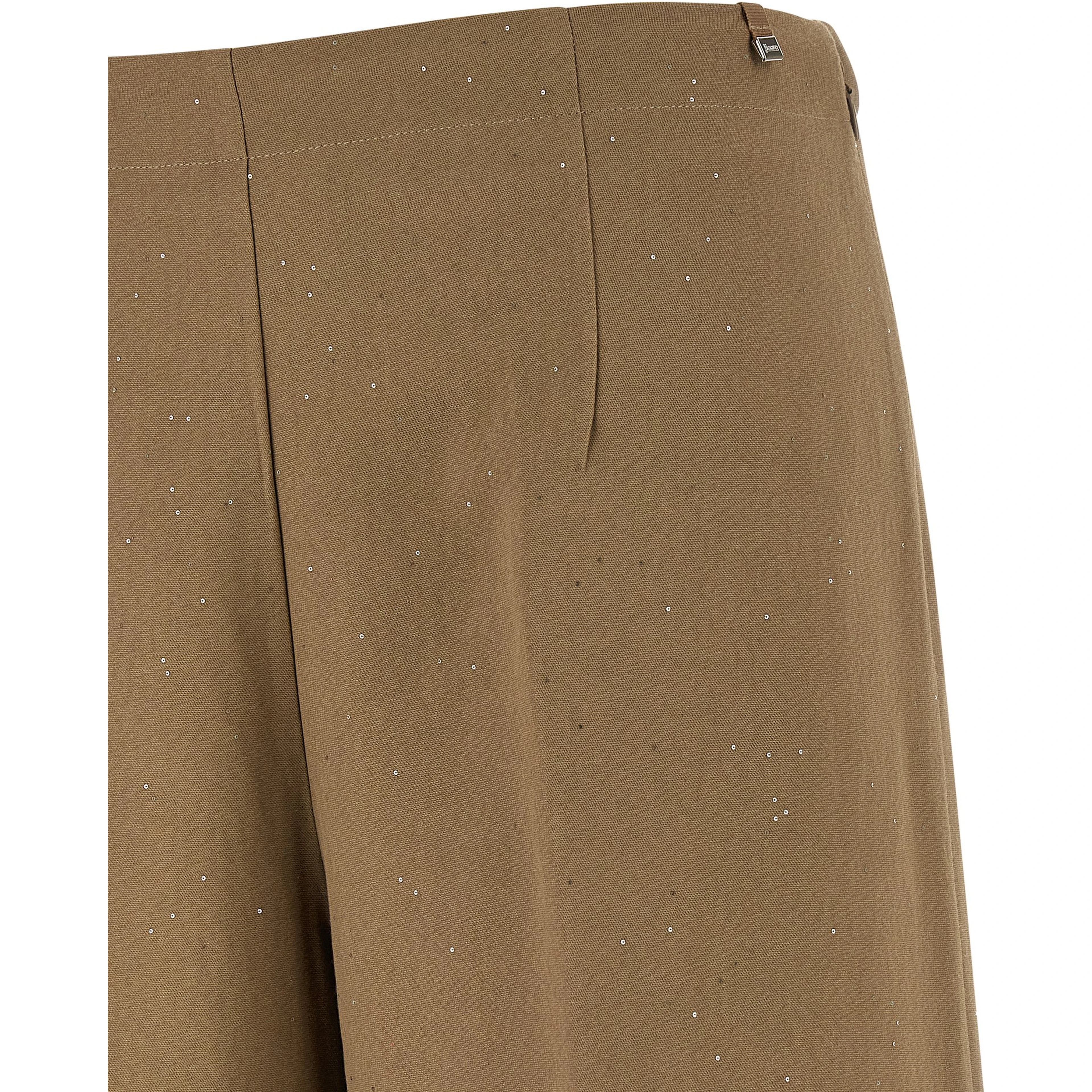 Brown Viscose Casual Pants