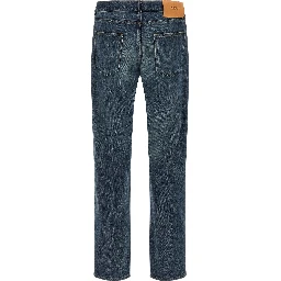 Blue Cotton Straight-Leg Jeans