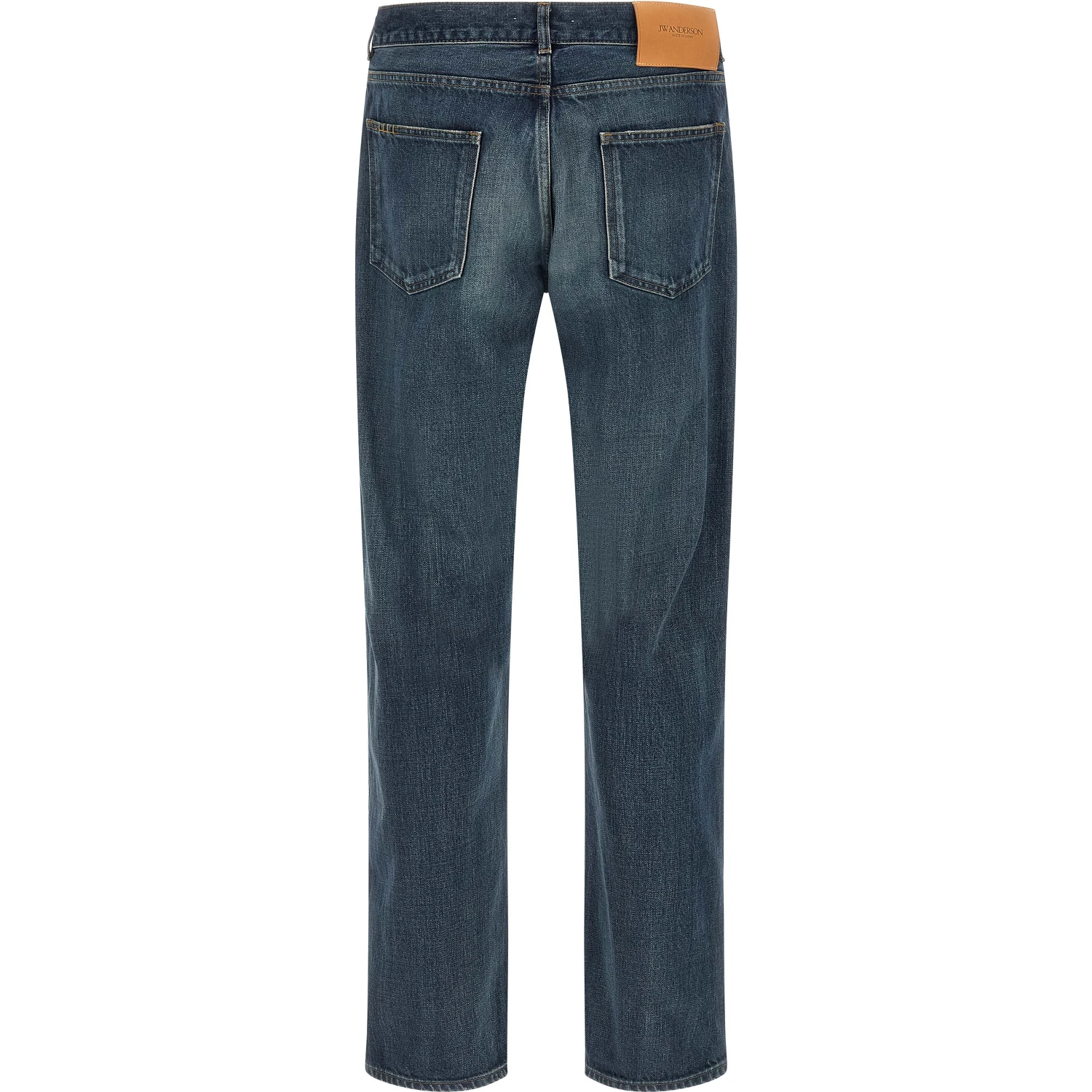 Blue Cotton Straight-Leg Jeans