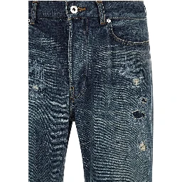Blue Cotton Straight-Leg Jeans