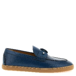 Blue Calfskin Slip-On Loafers