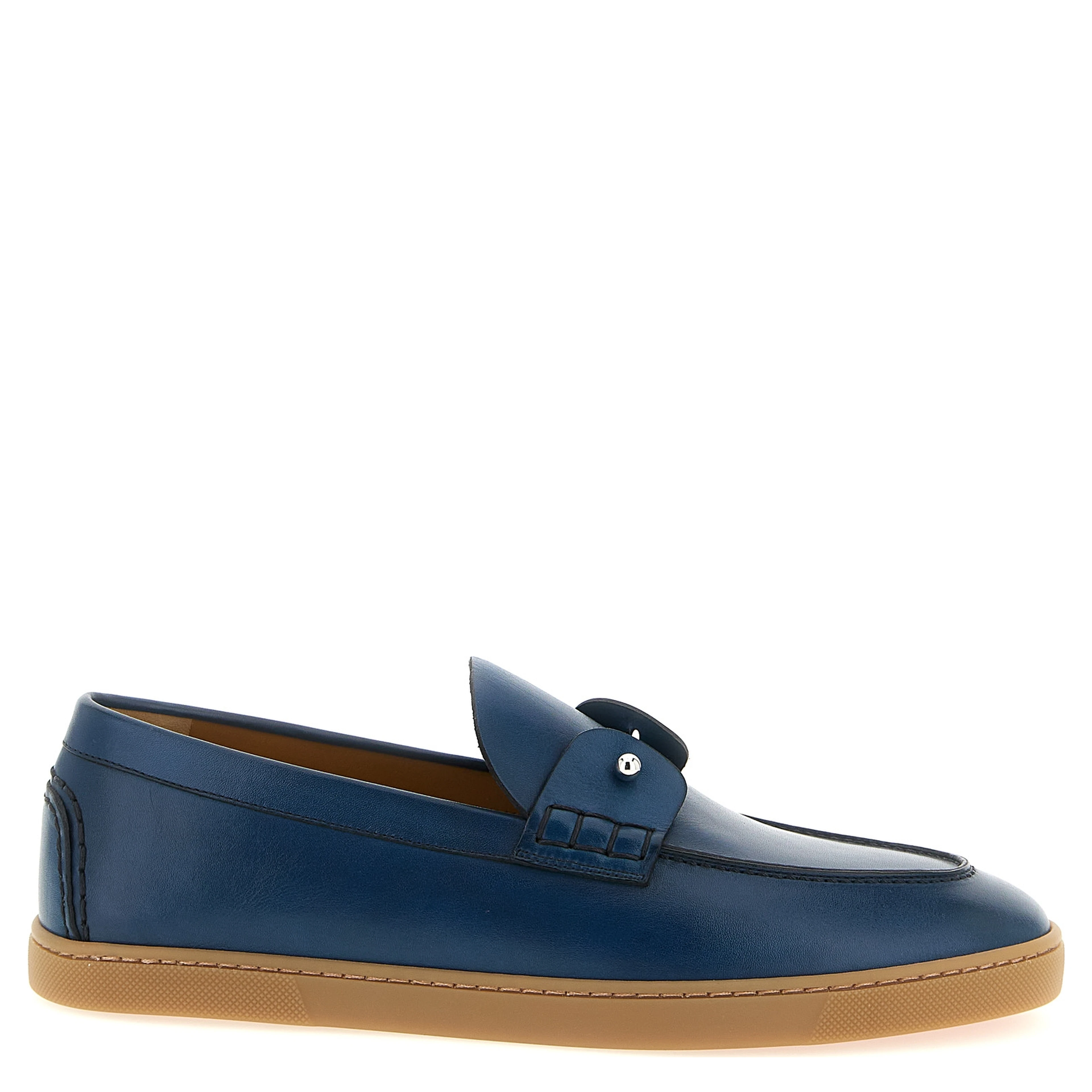 Blue Calfskin Slip-On Loafers