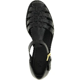 Black Calfskin Flat Sandals