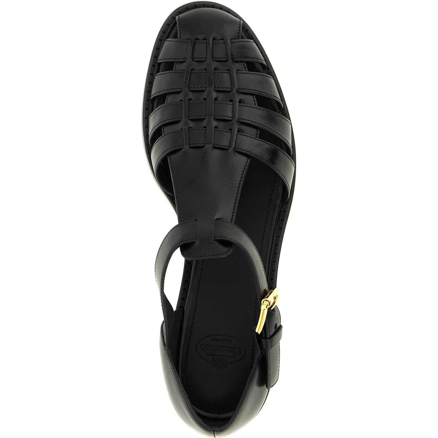 Black Calfskin Flat Sandals