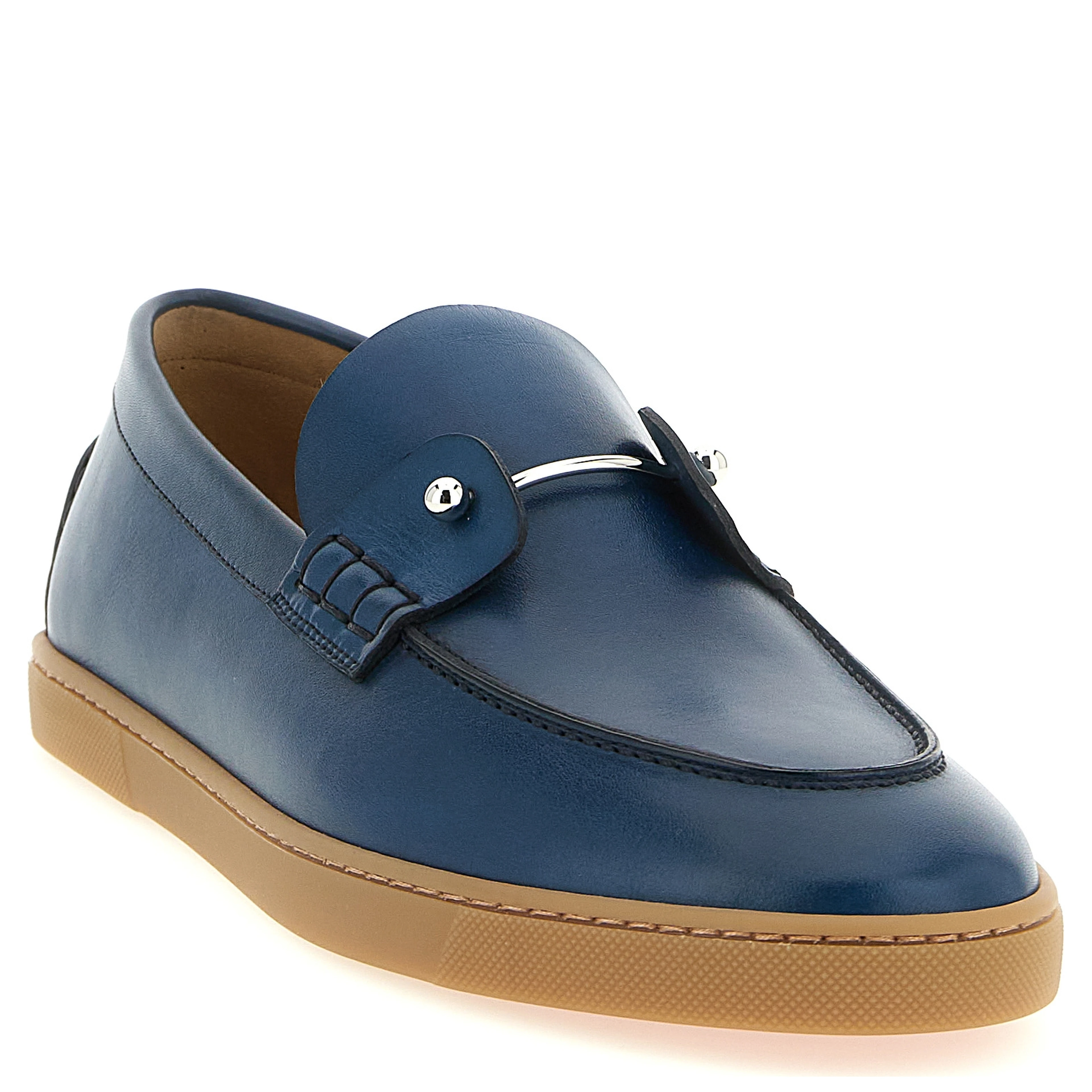 Blue Calfskin Slip-On Loafers