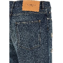 Blue Cotton Straight-Leg Jeans
