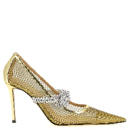 Gold Polyamide High Heel Pumps