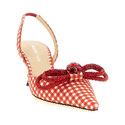 Multicolor Cotton-Like Mid Heel Pumps