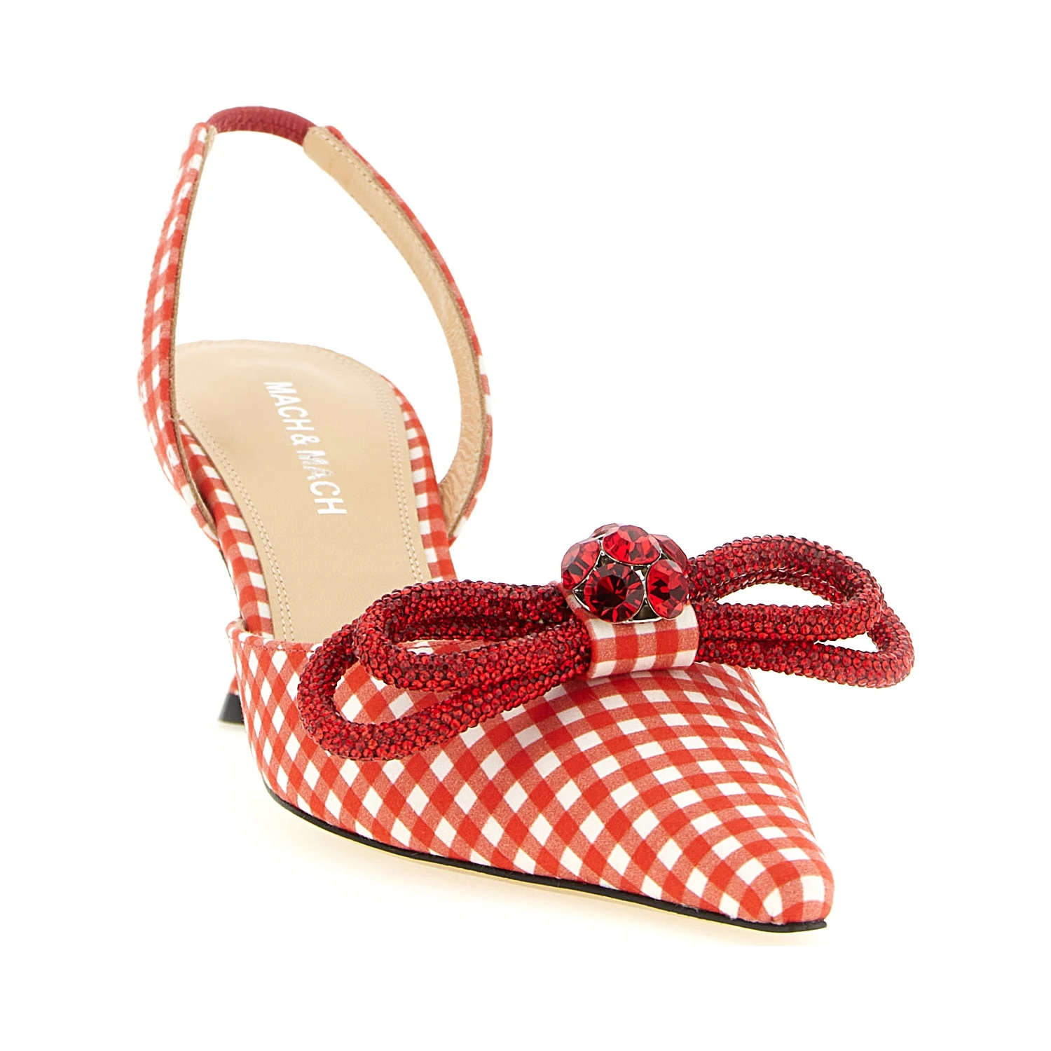 Multicolor Cotton-Like Mid Heel Pumps