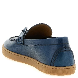Blue Calfskin Slip-On Loafers