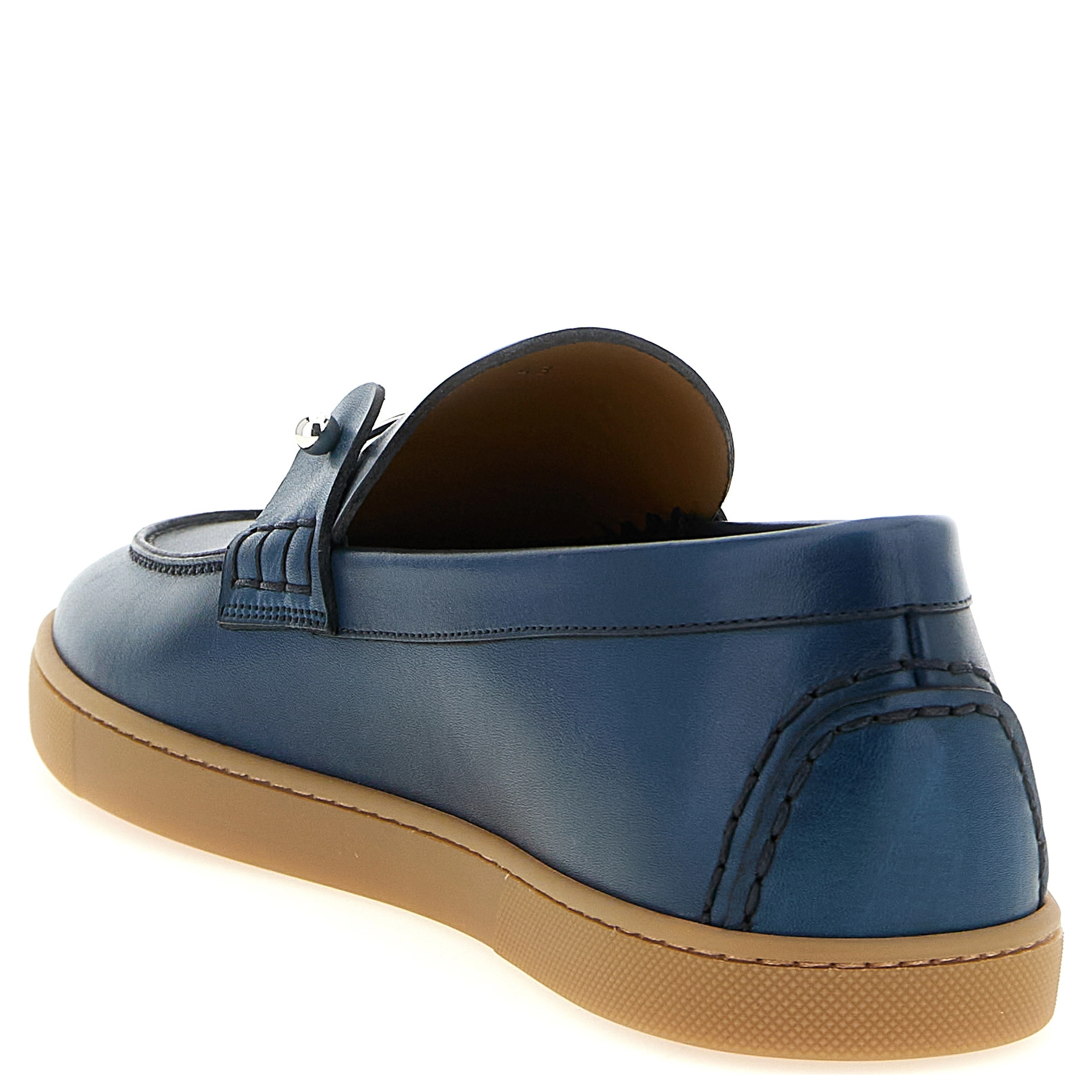 Blue Calfskin Slip-On Loafers