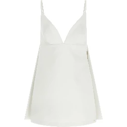 White Polyester Short Dress