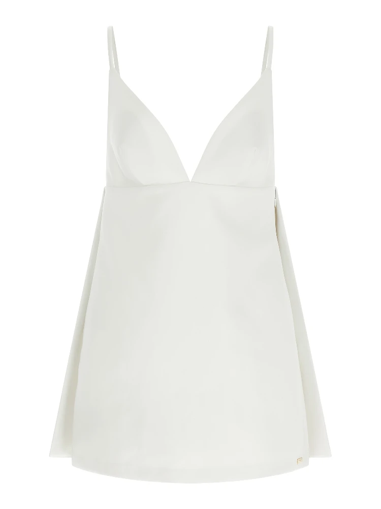 White Polyester Short Dress