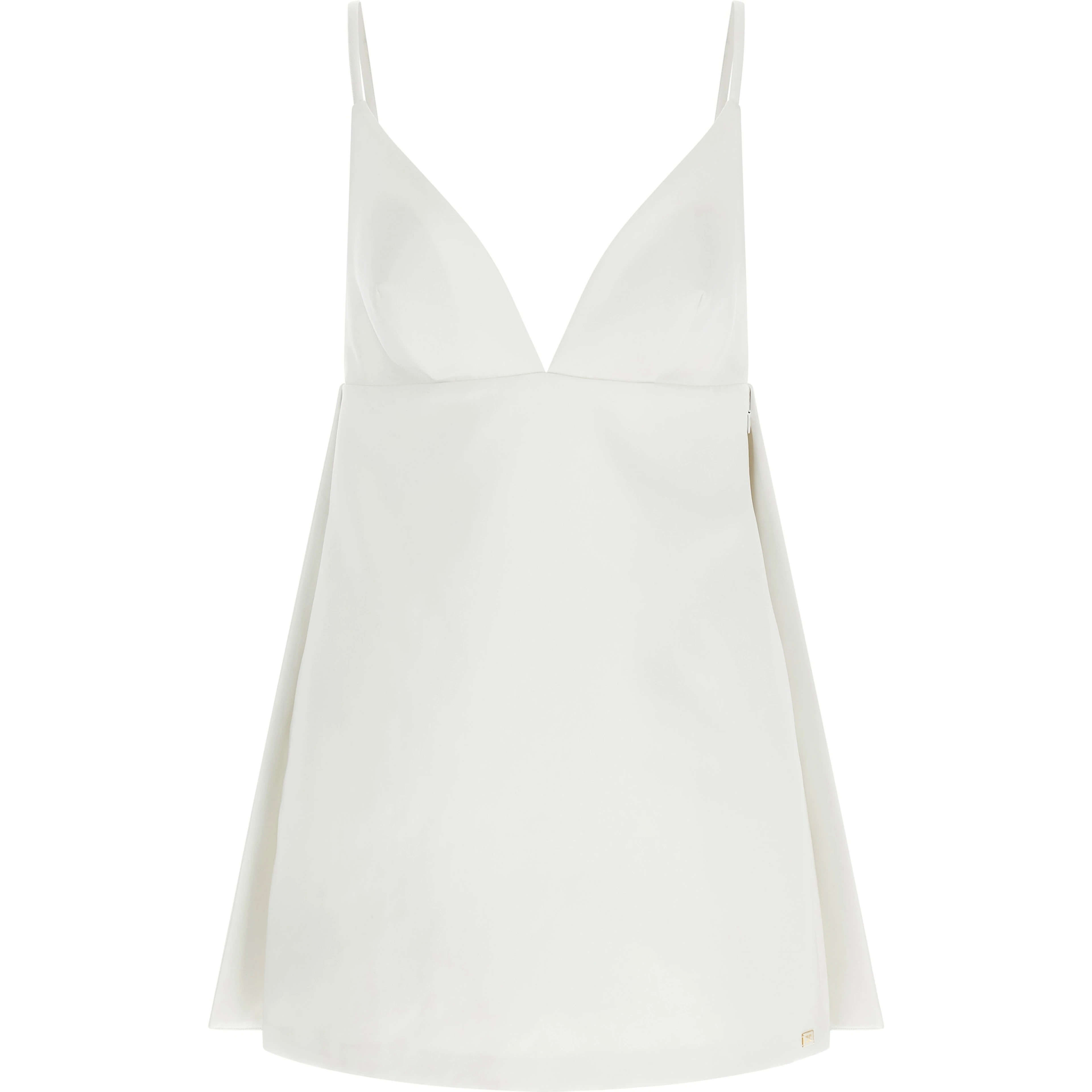 White Polyester Short Dress