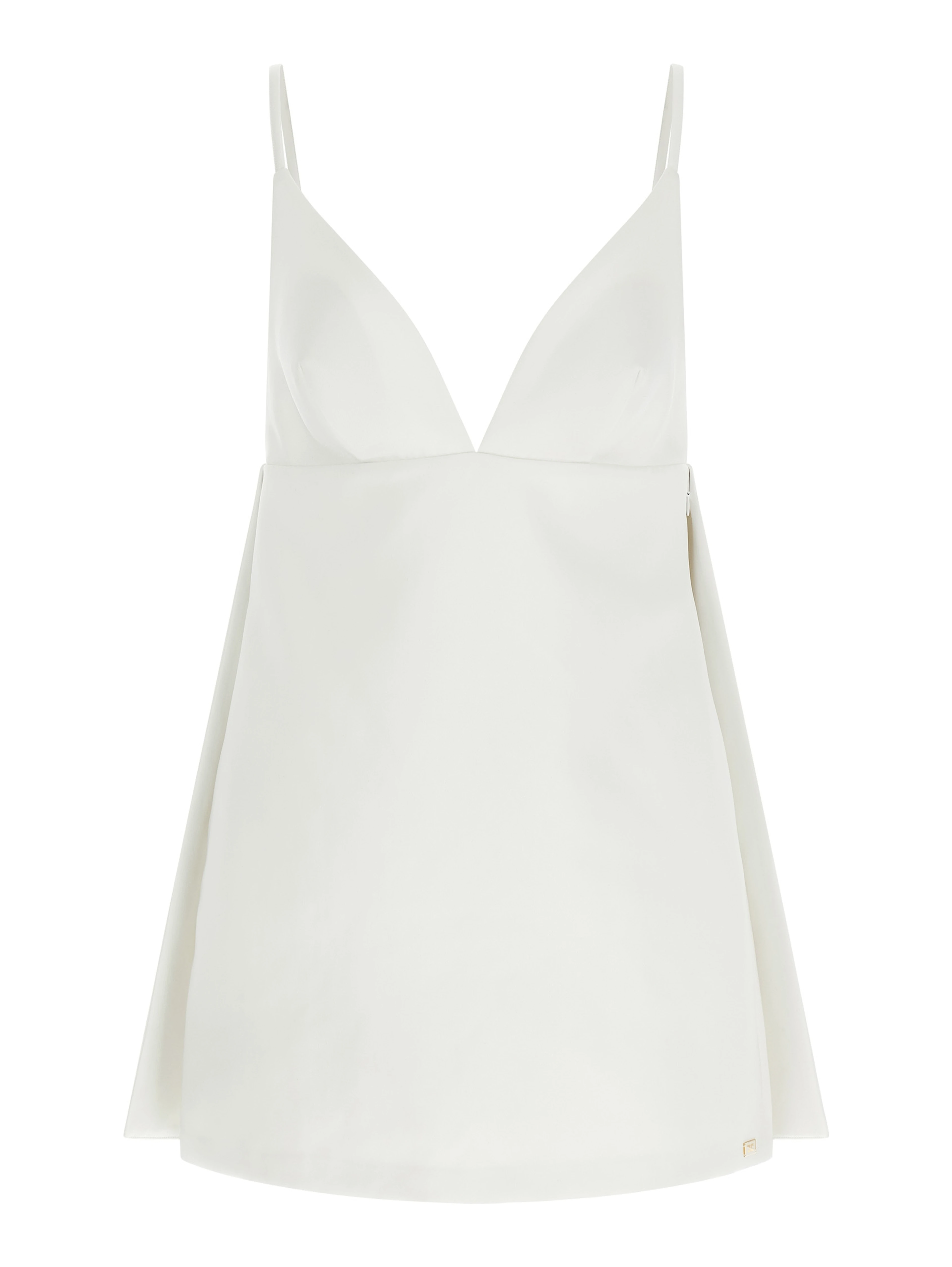 White Polyester Short Dress
