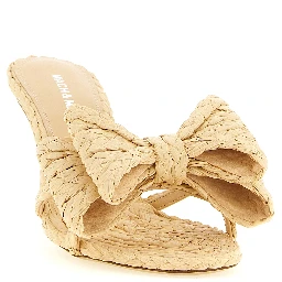 Beige Raffia Stiletto Heel Sandals