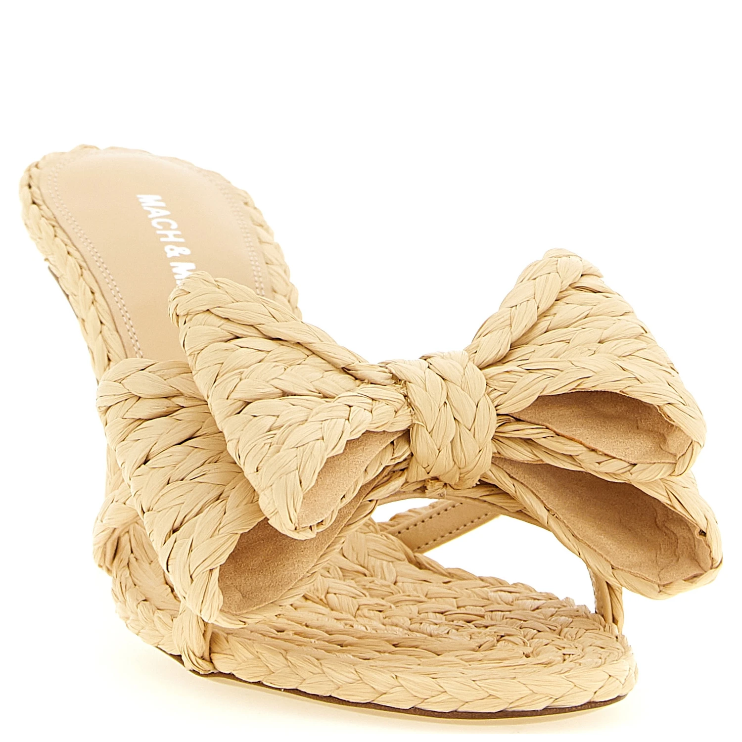 Beige Raffia Stiletto Heel Sandals
