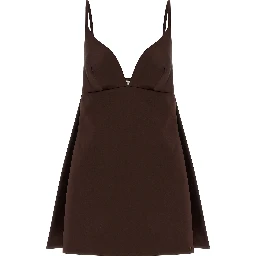 Brown Polyester Short Dress