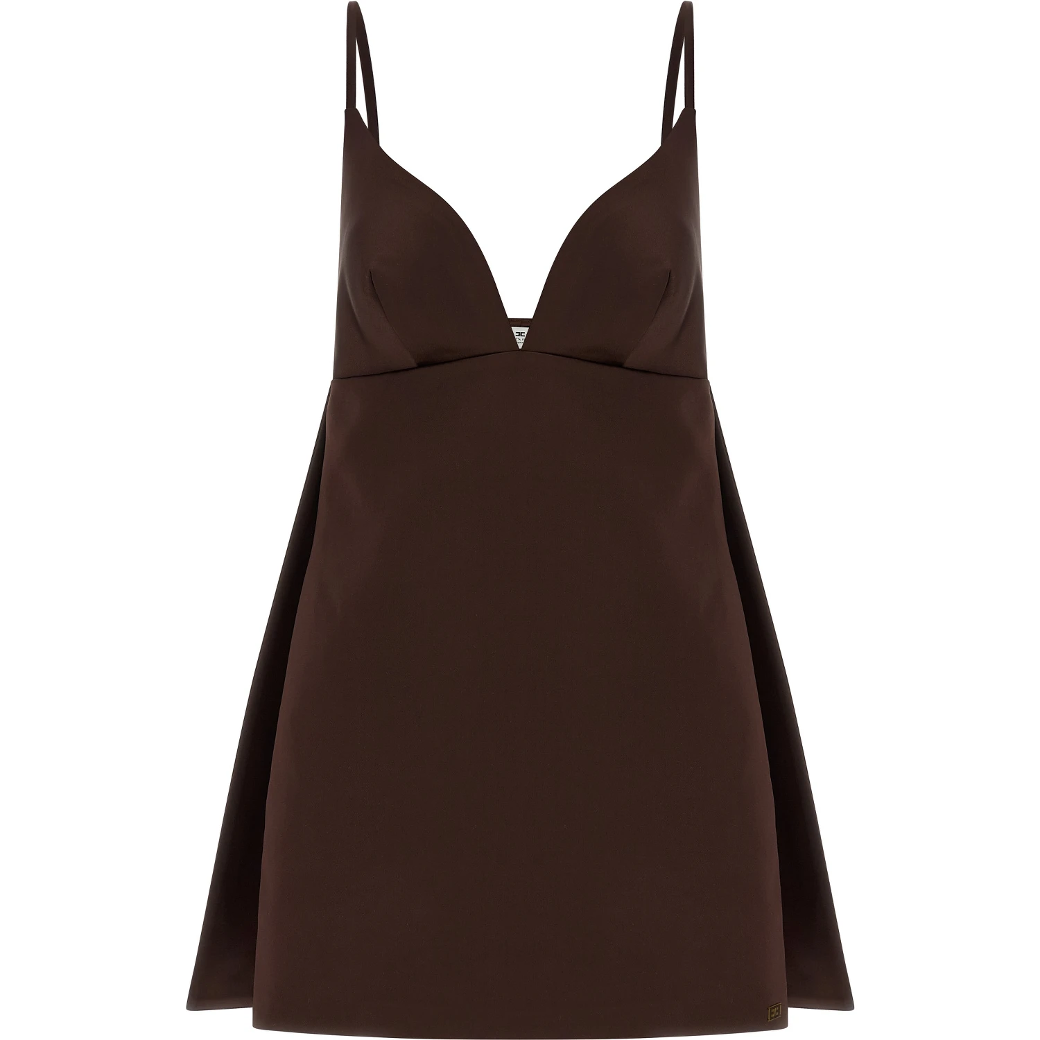 Brown Polyester Short Dress