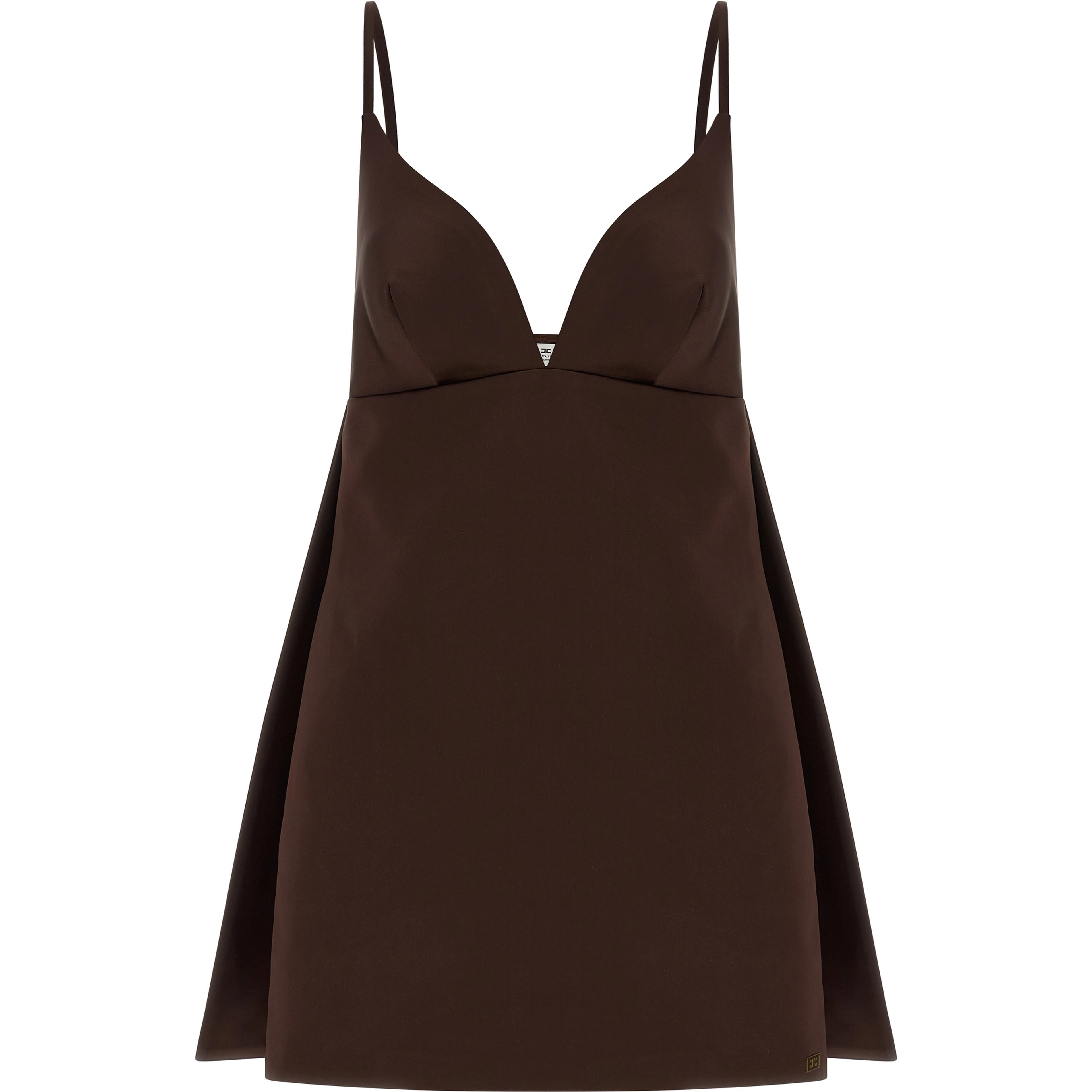 Brown Polyester Short Dress
