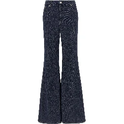 Blue Cotton Flared Jeans