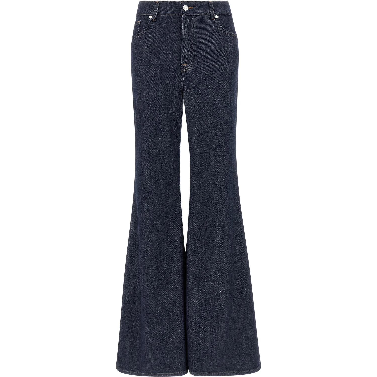 Blue Cotton Flared Jeans