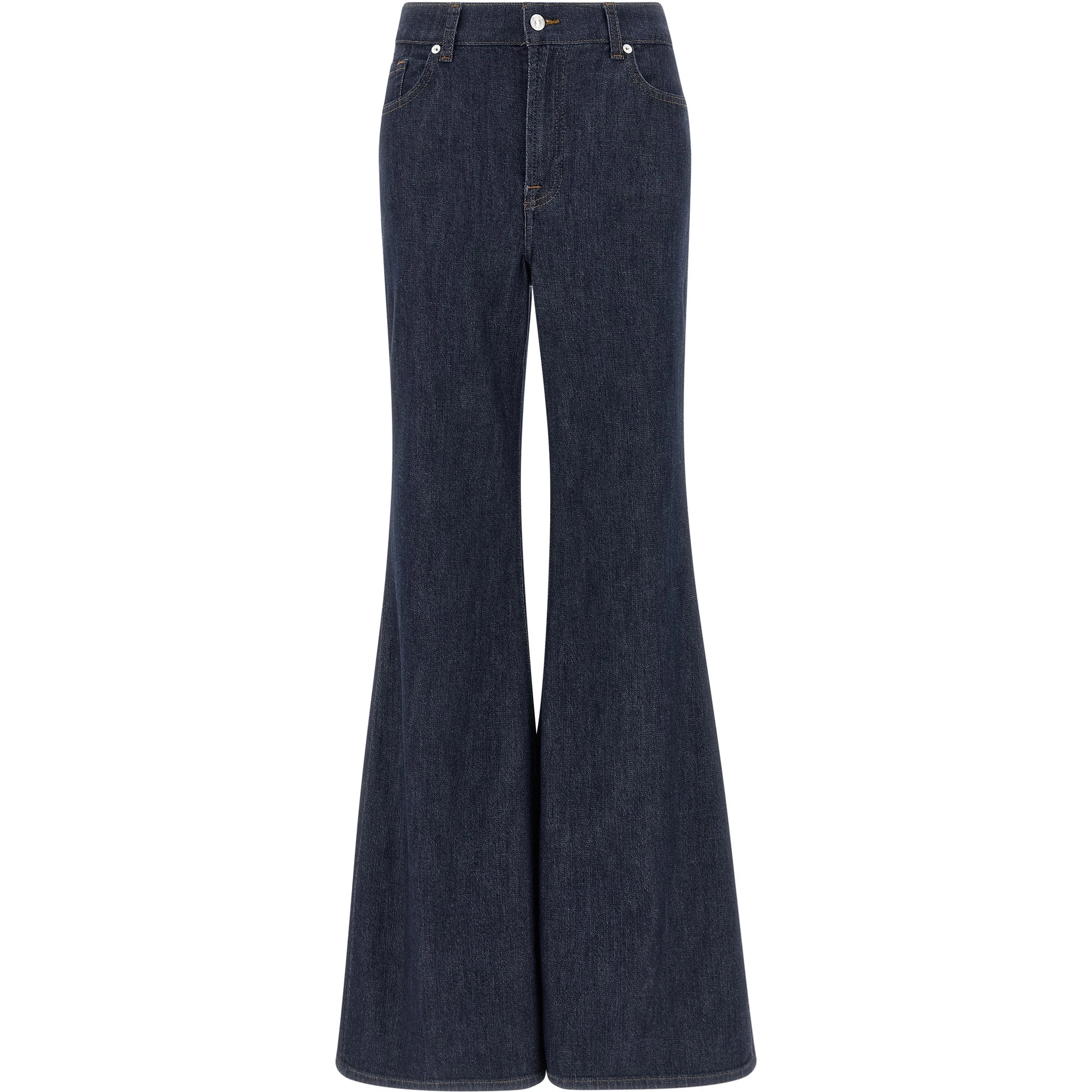Blue Cotton Flared Jeans