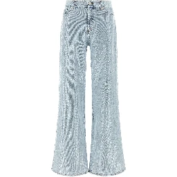 Blue Cotton Flared Jeans