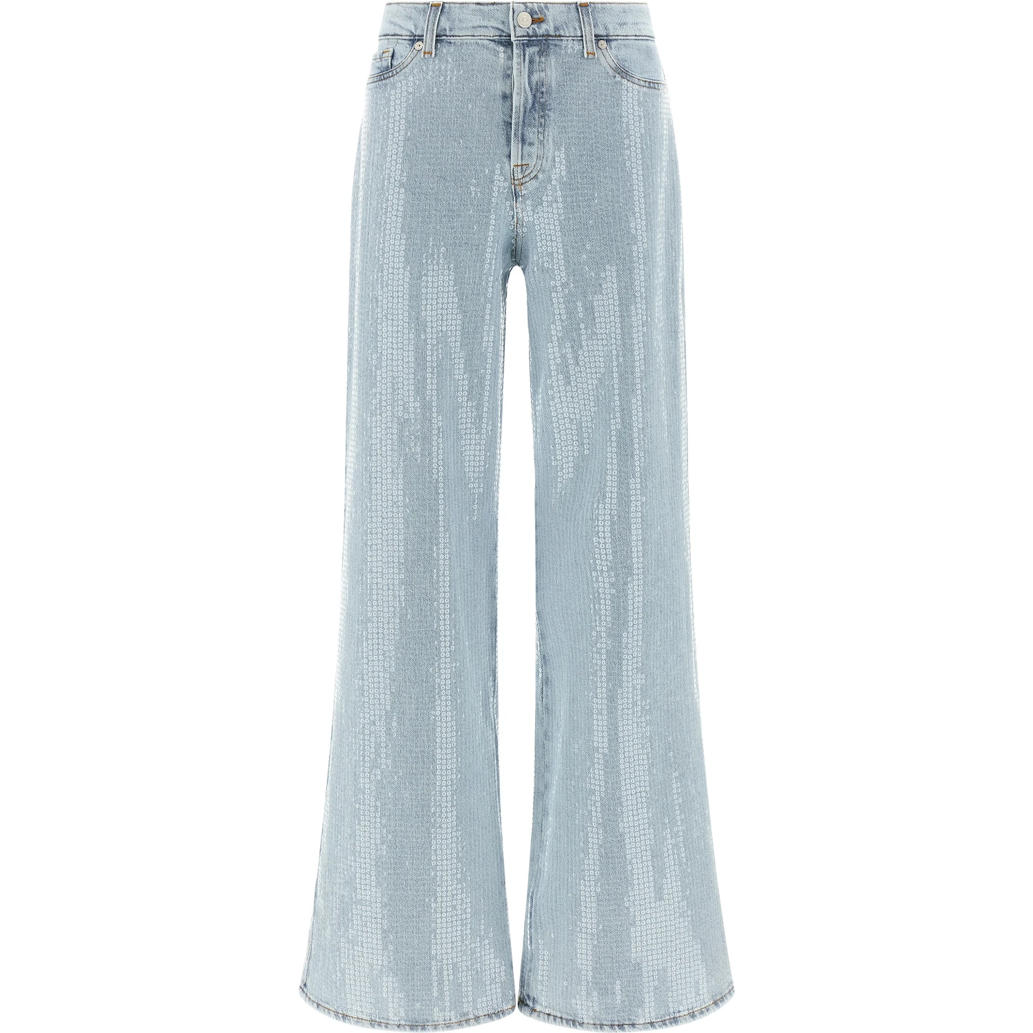 Blue Cotton Flared Jeans