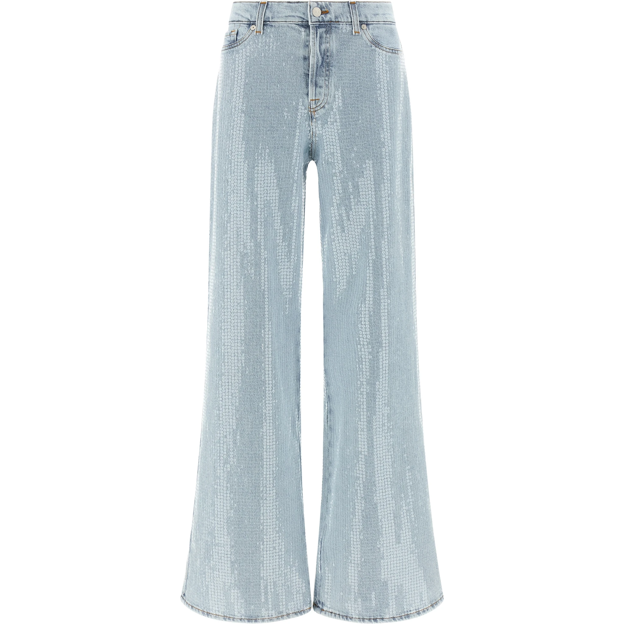 Blue Cotton Flared Jeans