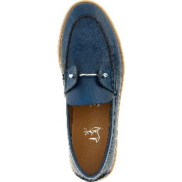 Blue Calfskin Slip-On Loafers
