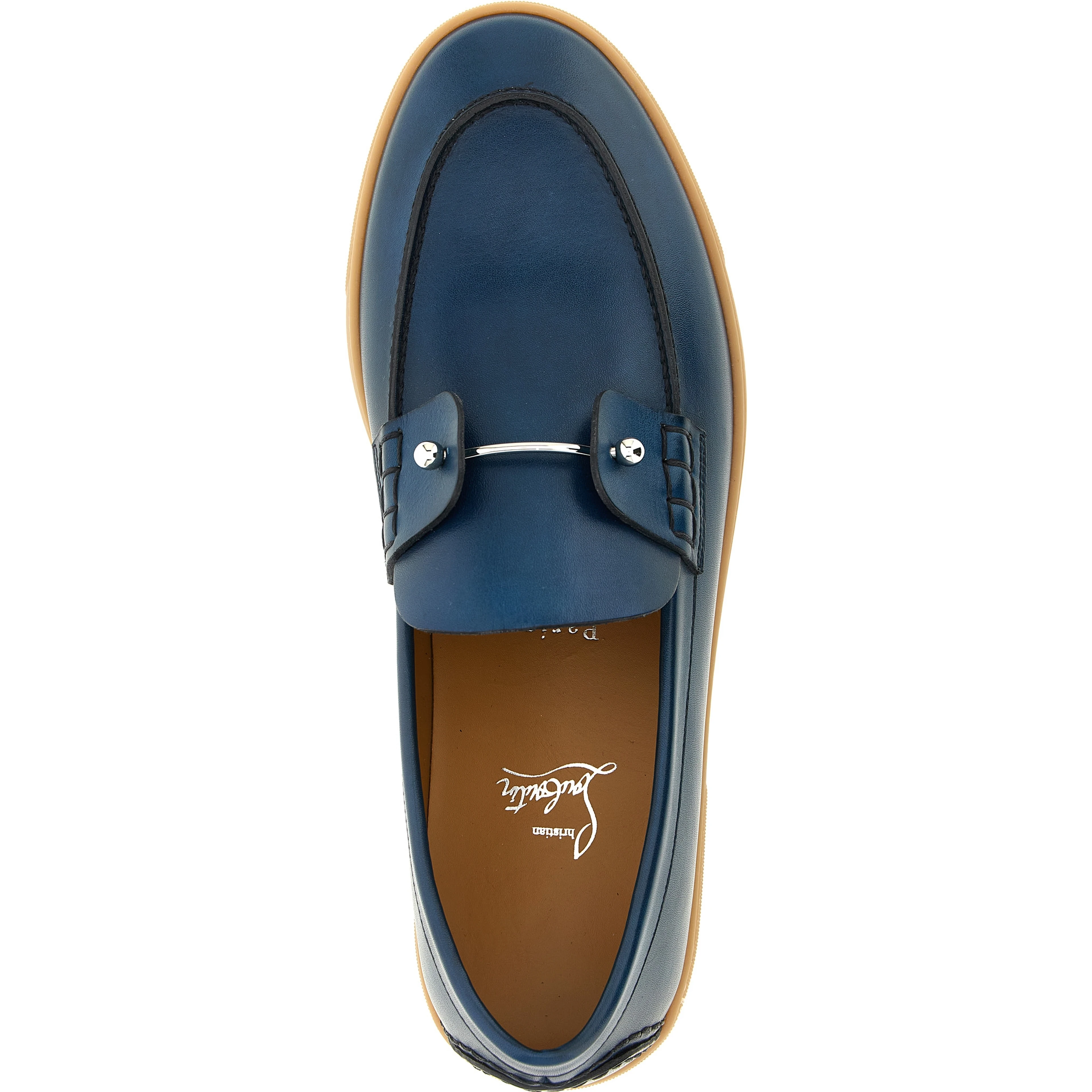 Blue Calfskin Slip-On Loafers