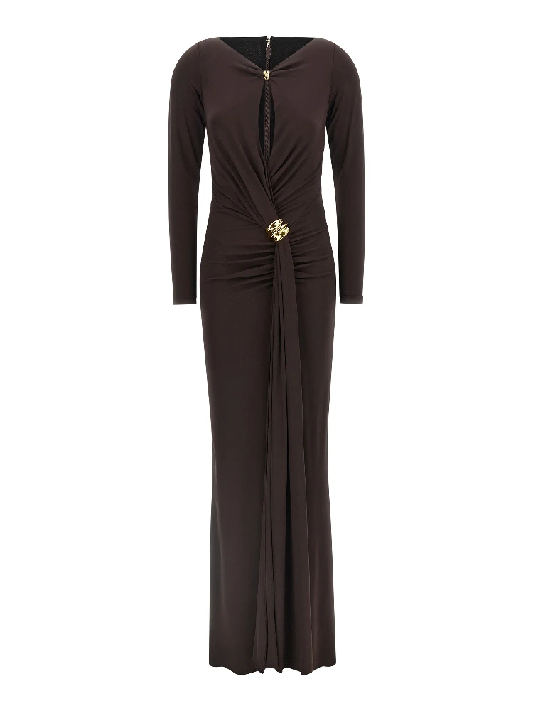 Brown Viscose Long Dress