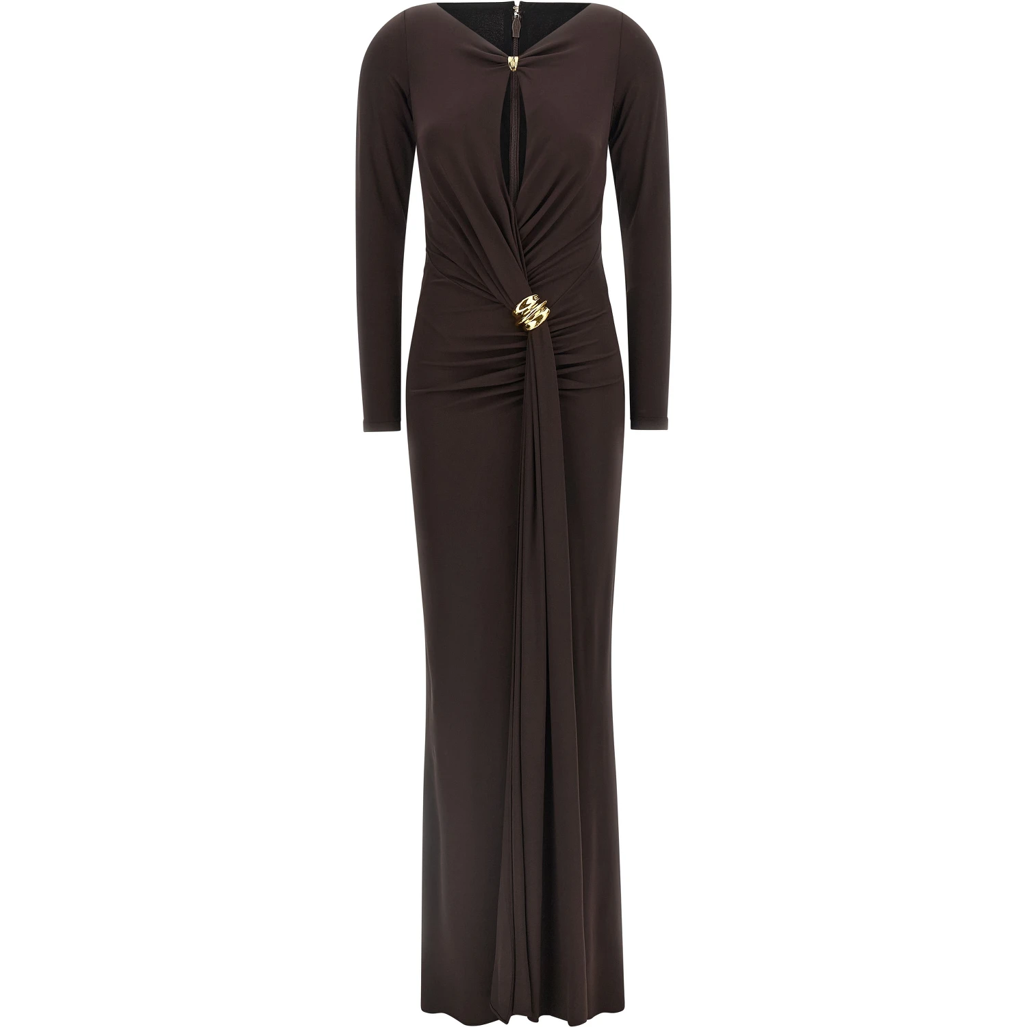 Brown Viscose Long Dress
