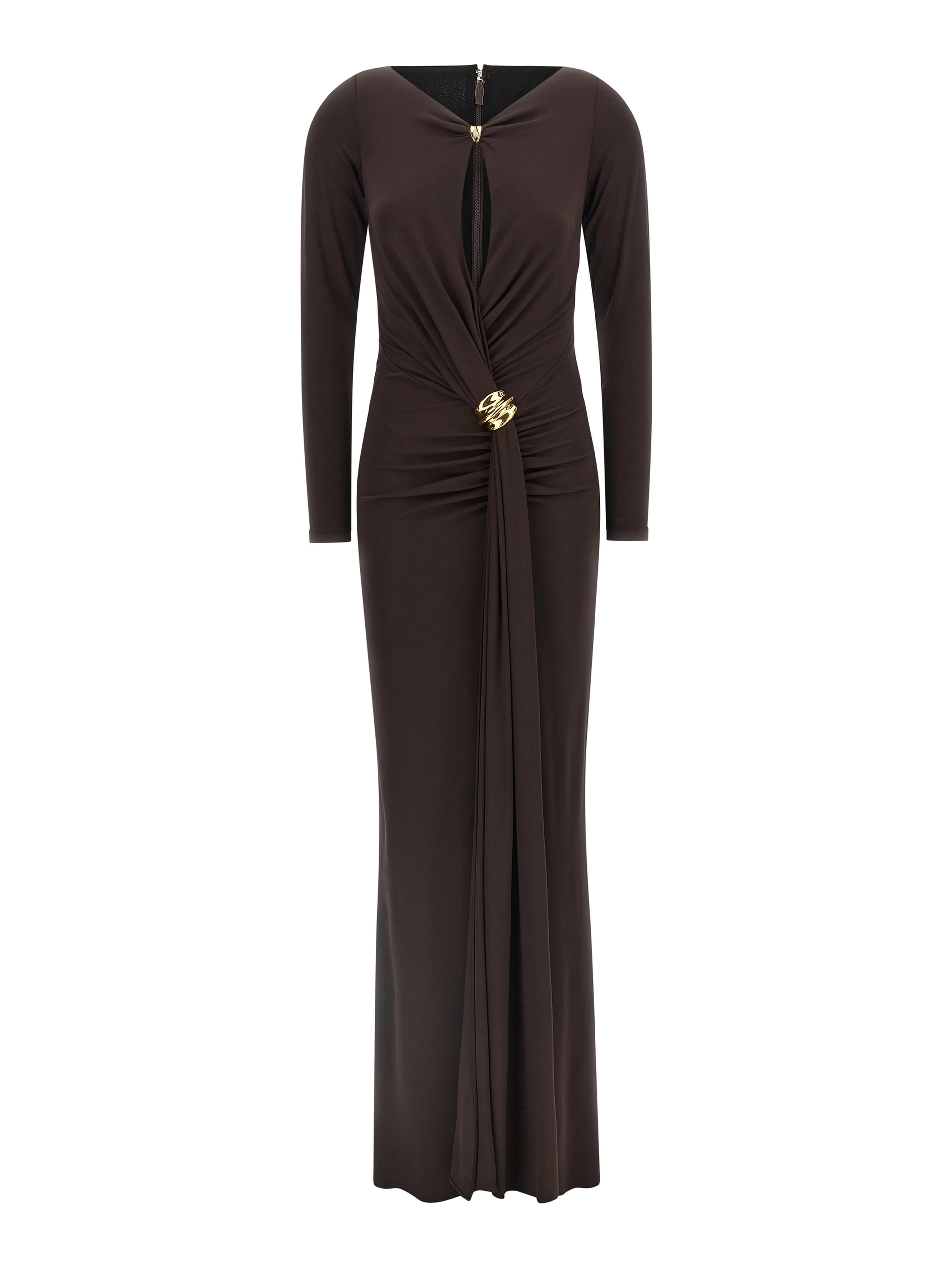 Brown Viscose Long Dress