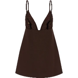 Brown Polyester Short Dress