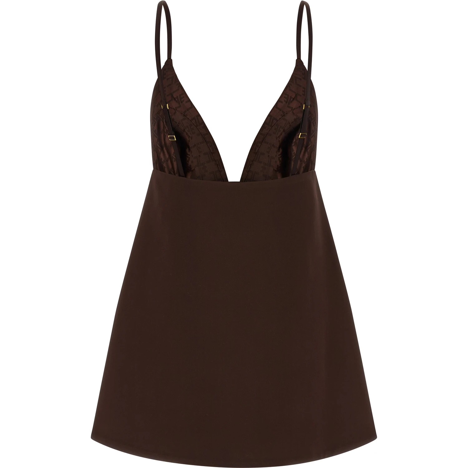 Brown Polyester Short Dress