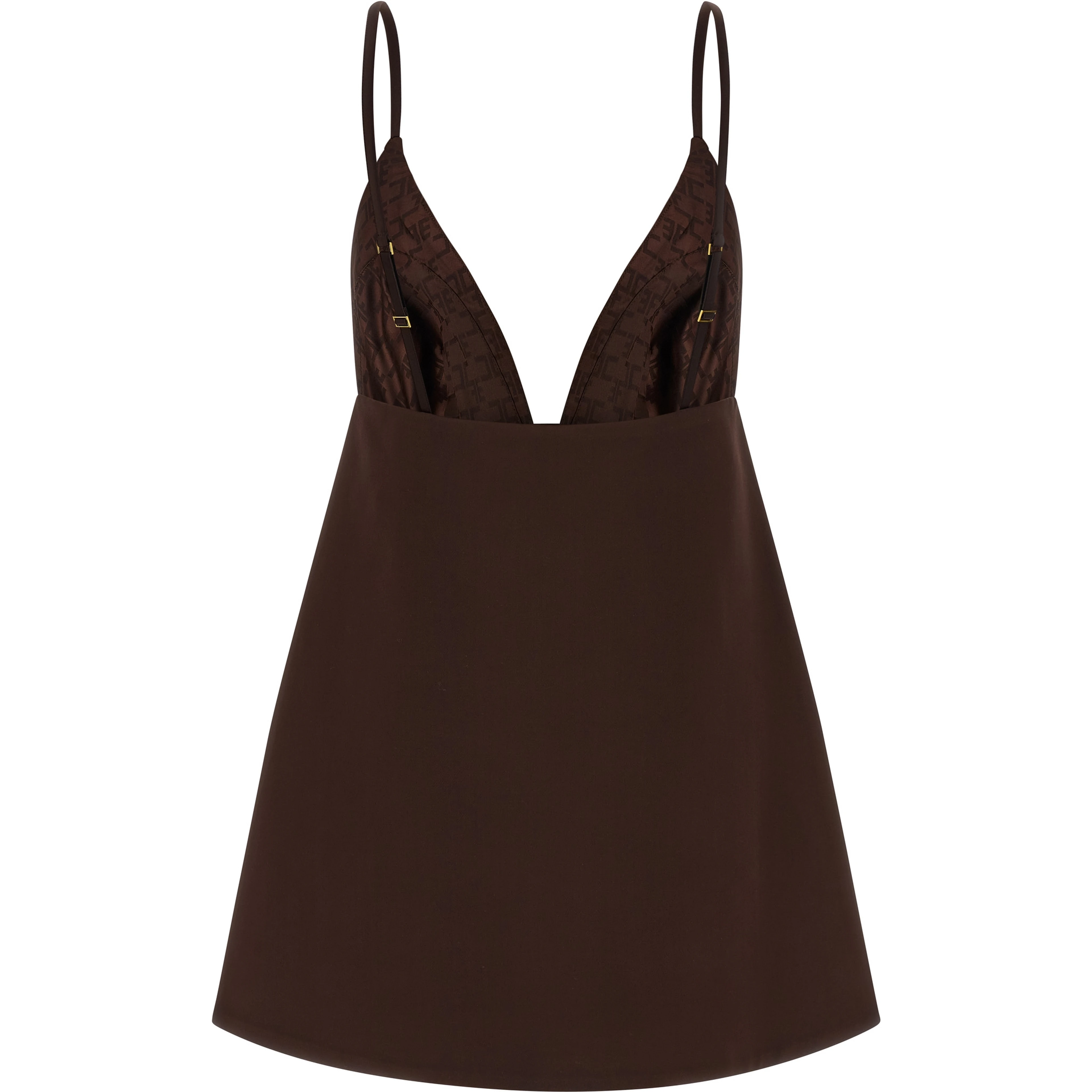 Brown Polyester Short Dress