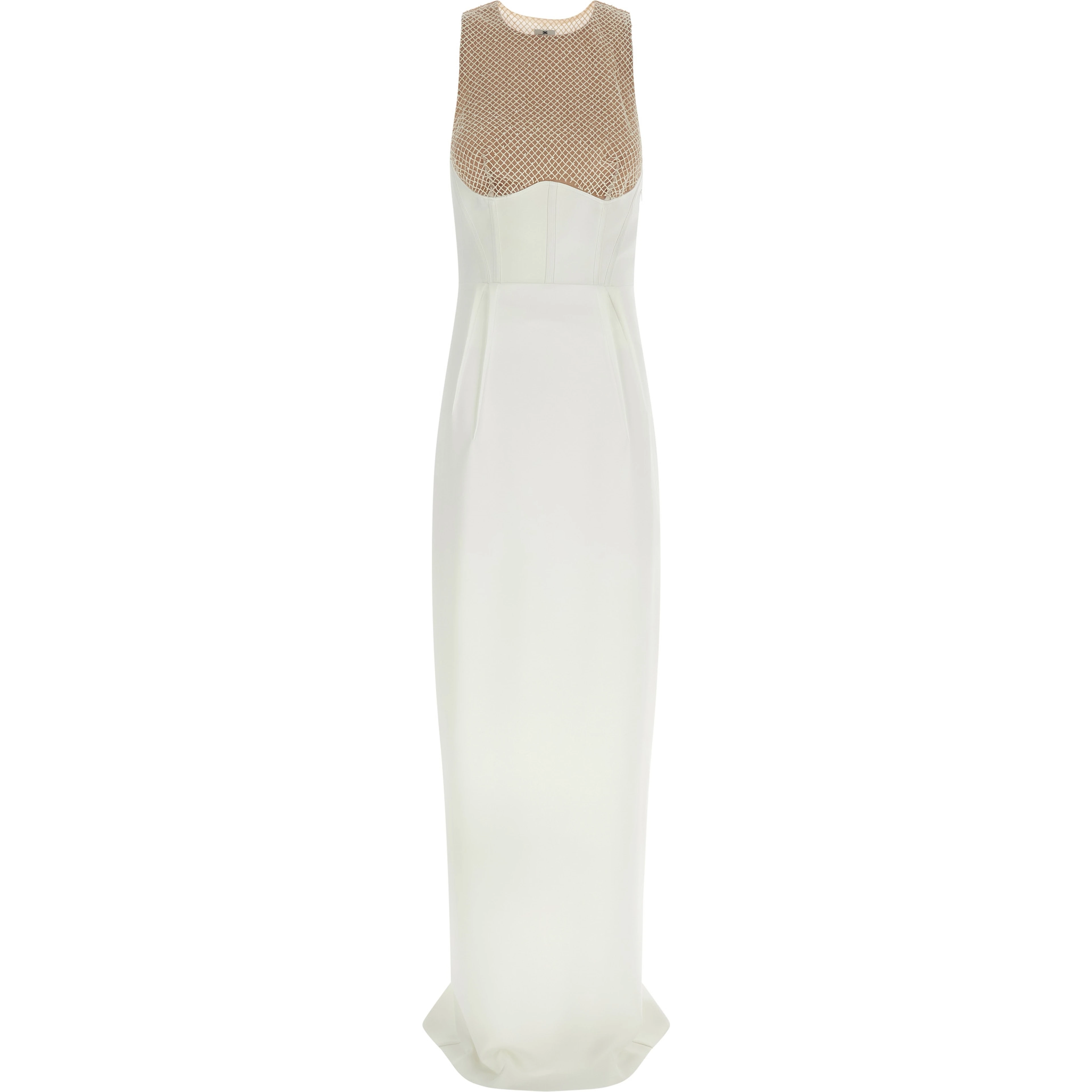 White Polyester Long Dress