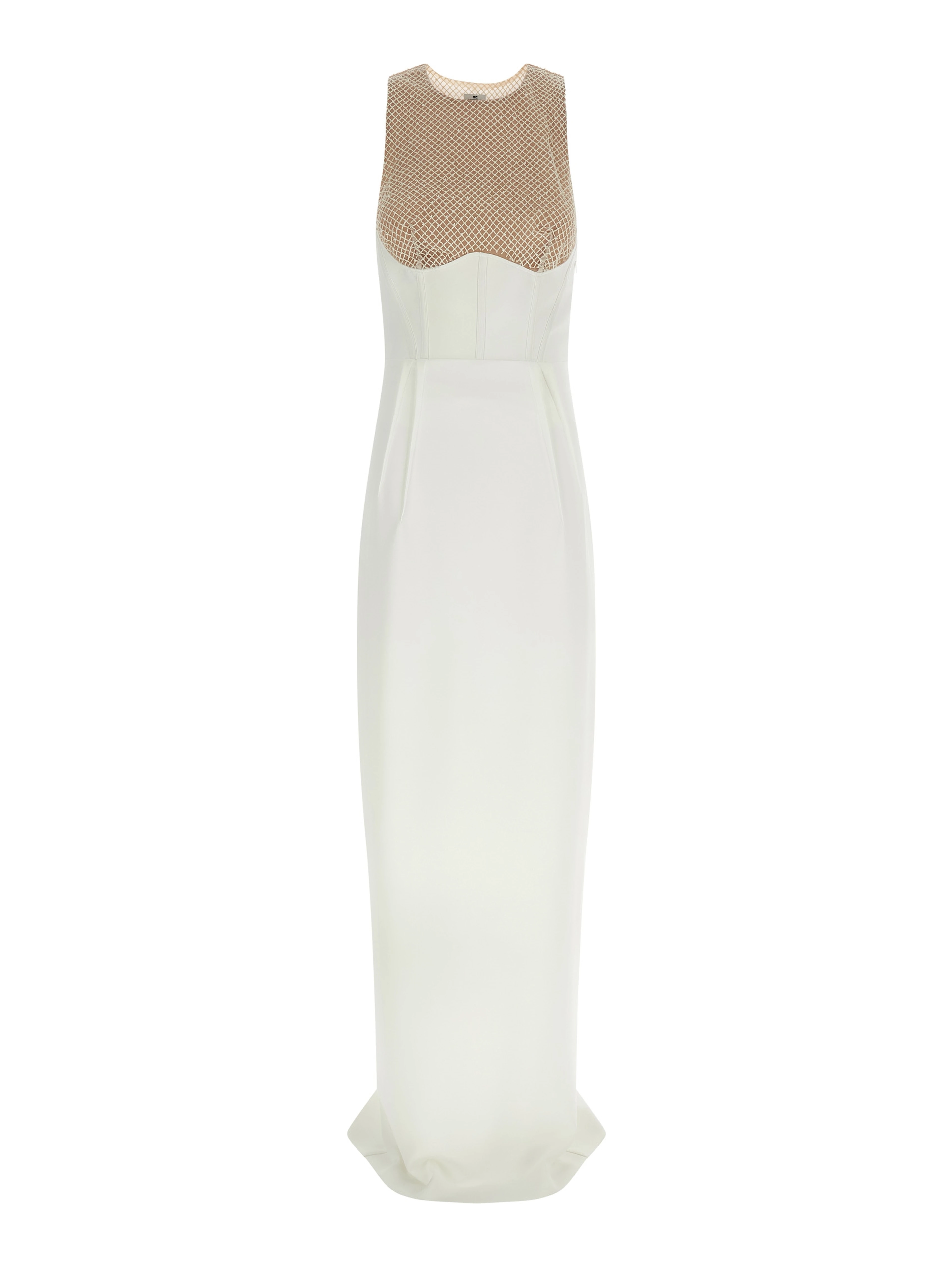 White Polyester Long Dress